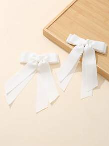 2 piezas Clips de pelo con lazo de textura dulce de moda para niñas