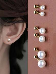 6/12 件/套优雅简约女士耳环，钛钢镶嵌人造锆石耳钉，闪亮且方便穿耳环