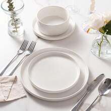 Richmount 24-Piece Dinnerware Sets, Service For 8, Round Bowls And Plates, Oven Safe, Microwave And Dishwasher Safe - 純白 - 查看 2