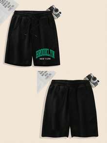 Personalized Customized Summer Shorts / Custom Logo / Photo / Text / Pet / Team Uniforms / Party Clothing Logo Customization / Just Upload Your Photo - Customize Your Exclusive Shorts - Black - View 2