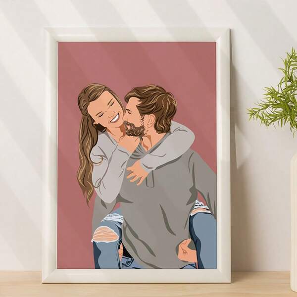 1 pezzo Ritratto personalizzato, Regalo per il fidanzato, Ritratto senza volto, Regalo di Natale, Ritratto a fumetti, Ritratto di coppia, Regalo personalizzato per lui, Senza cornice