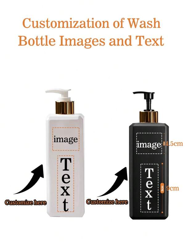 500ml Black And White Plastic Bottle, Customize Your Image On The Bottle, Suitable For Shower Gel, Shampoo, Lotion
