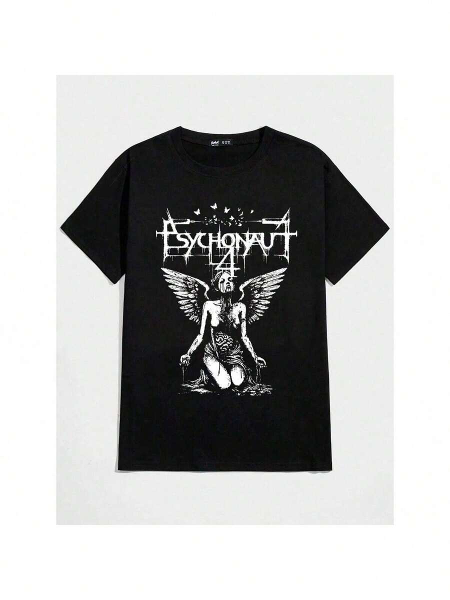T-Shirt Streetwear Dark Punk Psychonaut 4 Rock Emo Gothic Fans Street Fashion Urban Culture Unisex Male Female 100% Cotton Top Premium Streetwear New Release Immediate Shipping Various Colors!! Plus Size - 黑色 - 查看 1