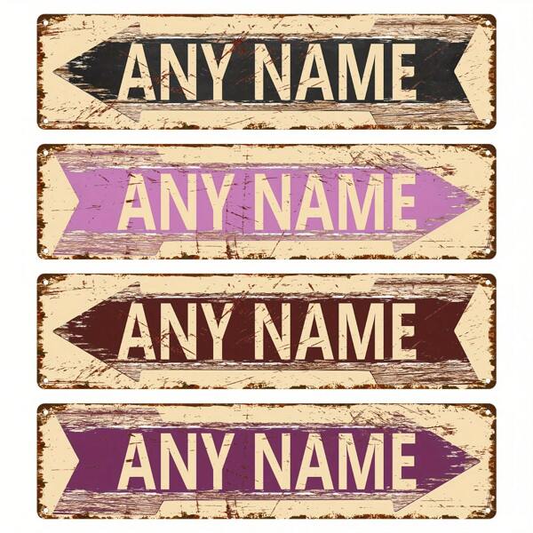 Placa de rua retrô personalizada - Placa de metal vintage, 40x10 cm, adequada para cavernas, bares, cafés, restaurantes, lojas, decoração de parede em estilo country, sem necessidade de eletricidade, presente personalizado | Design retrô | Artesanato decorativo em metal, decoração de metal para áreas externas, volta às aulas
