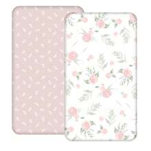 2pcs Pink Flower Fitted Baby Crib Sheet Set, Breathable Soft Infant Mattress Cover - Multicolor - View 1