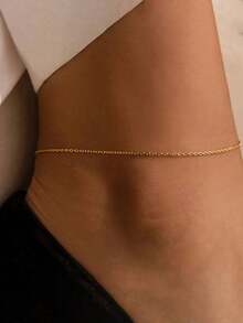 2 件简约时尚海滩度假风格脚链，金属舒适佩戴，适合女性日常约会、聚会、工作搭配