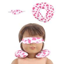 1 set masque pour les yeux de poupée et oreiller pour le cou, motif cœur/écaille de poisson, design en forme de O parfait pour la tête et le cou de la poupée, rembourré de mousse douce, linge de lit de poupée, convient aux poupées bébé reborn de 18 pouces, filles de 3+ ans, étudiants, jouets pour enfants, accessoires de poupée, fête de vacances, cadeau d'anniversaire