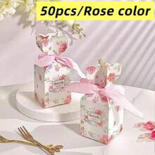 50pcs European Style Creative Wedding High-End Small Gift Box Packaging Fish Tail Vase Box Empty Box Wedding Candy Box Candy Gift Box Material Delicate Printing Clear Card Toughness High