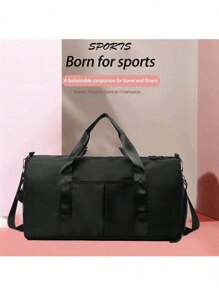 1 pieza Bolsa de viaje multifuncional de gran capacidad, bolsa de yoga/gimnasio con compartimentos separados para seco y húmedo, correa para equipaje para deportes de corta distancia