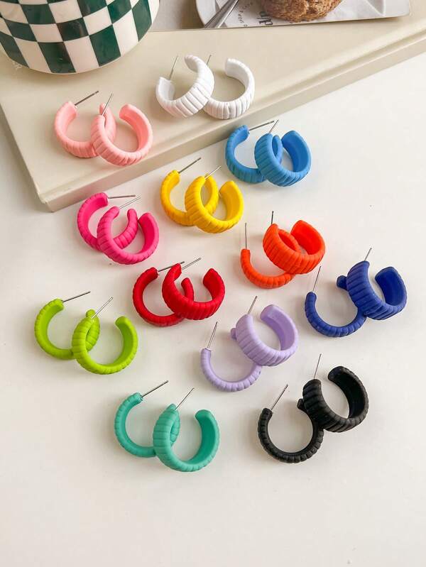 1 Pair Minimalist Geometric Striped Versatile Earrings, Classic & Fashionable