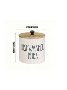 1pc Round Dishwasher Pod Holder, Dishwasher Tablet Container Storage For Kitchen Decor And Accessories, Wood Laundry Detergent Pods Container With Lid, Kitchen Storage Container For Laundry Pods - Multicolor - View 3