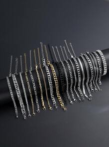 2-7pcs Casual Stainless Steel Chain Bracelet Set, Suitable For Men, Boyfriend, Father, Daily Wear, Birthday Gift