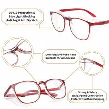 Gafas de seguridad Alsenor con antiempañante, gafas protectoras contra la luz azul, protección UV, antipolvo para hombres y mujeres (Paquete de 2 (Nuevo azul + Nuevo morado)) - Rojo - Ver 4