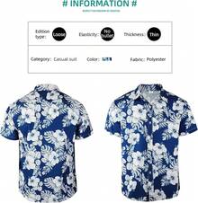 Mens Hawaiian Floral Shirts Button Down Tropical Holiday Beach Shirtshalloween - B Dark Blue Flowers - View 9