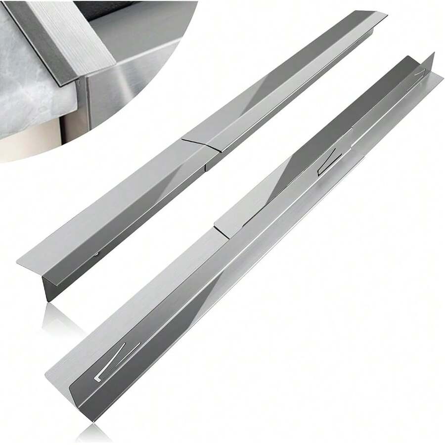 New-2025- 16.5"-32" Stove Counter Gap Covers, Stainls Steel Stove Guard, Cooktop Trim Kit, Stove Gap Guards, Oven Gap Filler, Heat Ristant & Effectively Protect Stove Gap Filler, Sier (2PCS) - 說16.5-32英寸 - 查看 1