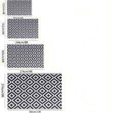 Tappeto da esterno impermeabile 9*12 ft, tappeto in plastica reversibile, tappeto da esterno moderno, grande tappeto da esterno per patii, camper, patio, giardino, terrazza, picnic, spiaggia, campeggio, nero e bianco