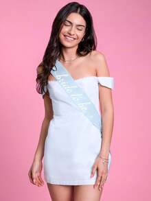 To-Be-Bride Ribbons | Blue Accessories For Single Ladies, Bridal Party Accessories, Bachelorette Party Decorations, Bridesmaid Gifts, Engagement Party Supplies - Blue - View 2