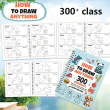 How To Draw Anything: 300 Drawings Of Adorable Things, Animals, Food, Gifts | Book For Kids,Back To School,School Supplies - Blue - View 3