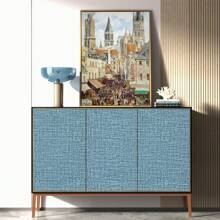 1 Rotolo di carta da parati in vinile autoadesiva rimovibile con texture in lino blu, adatta per camera da letto, bagno, soggiorno, facile da installare, impermeabile, per ristrutturazione della casa, dimensione: 45cm*3/5/10M