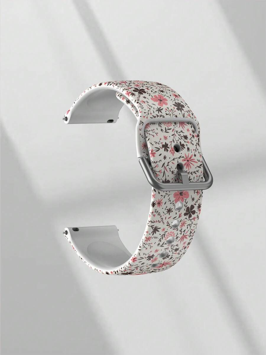 22 毫米通用表带适用于三星、华为、Garmin、Honor 智能手表 - 花卉图案硅胶表面表带适用于华为 Watch 3/Galaxy、GT2/GT3