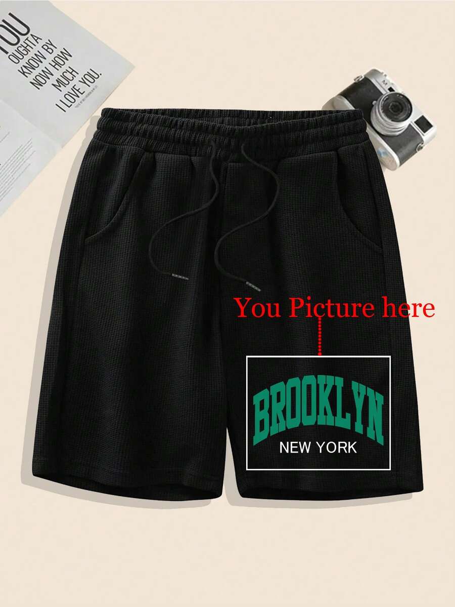 Personalized Customized Summer Shorts / Custom Logo / Photo / Text / Pet / Team Uniforms / Party Clothing Logo Customization / Just Upload Your Photo - Customize Your Exclusive Shorts - Black - View 1