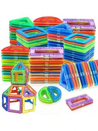 Magnetic Building Tile Set - Creative DIY Construction Toy, Improves Hand-Eye Coordination, Promotes Brain Development, Colorful ABS Magnets, Suitable As Festival/Birthday Gift - Random Color