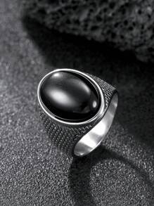 Men's Stainless Steel Chunky Ring Bohemian Jewelry Onyx Ring Vintage Style For Everyday Wear Fashion Men's Summer Jewelry