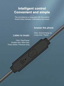 Écouteurs intra-auriculaires avec amplification des basses et commandes en ligne, universels pour le jeu, l'ordinateur, prise 3,5 mm