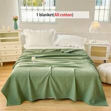 1pc Soft & Comfortable Waffle Gauze Blanket, , Skin-Friendly, Solid Color, Suitable For Bed, Sofa, Pillow - Perfect For Relaxing And Snuggling - Army Green - View 4
