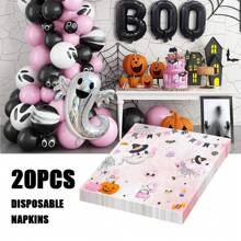 100/60/20 Stücke 13 x 13 Zoll süße Einwegservietten mit Halloween-Muster mit Spinnennetzen, Fledermäusen, Kürbishexen und anderen Mustern, dekorative Servietten für Feiertagstreffen und Halloween-Mottopartys