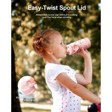 2 Pack Insulated Kids Water Bottle,  14oz Stainless Steel Water Bottles With  Straw Lid, -FREE Lead-Free Double Wall Leak Proof Drink Cups Flask For School (Blue Car +Blue Dinosaur) - 粉色 - 查看 3
