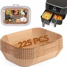 New-2025-  Foodi Air Fryer Liners,  Air Fryer Liners Disposable,  DZ071 Foodi  Dual Air Fryer Parchment Paper Liners, Rectangular Airfryer Paper Liners, Rec 2 Basket Liners - 225pcs Rectangular - 查看 1