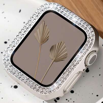 1 件实心框架水钻星空保护壳适用于 Ultra 3/2/1 系列 SE、S10/S9/S8/7/S6/S5/S4/S3/S2/S1，防刮、防震星空边框（无屏幕膜），嵌入式水晶珠宝钻石，闪亮装饰适用于 表壳 38mm 40mm 41mm 42mm 44mm 45mm 46mm 49mm，高端奢华耀眼，时尚年轻女士日常服装配饰