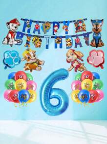 Paw Patrol Hund Patrouille Themenset mit Flaggen Luftballons für Paw Patrol Geburtstags Party Dekoration Raum Dekoration Schlafzimmer Dekoration Heim Dekoration Wand Dekoration Schul Dekoration Überraschung für Schlafsaal Dekoration Schulanfang