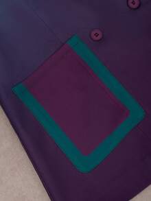 HOMEYEE 翻领长袖印花衬衫，复古优雅休闲商务职业OL上衣，适合春夏秋冬 - 綠色 - 查看 4