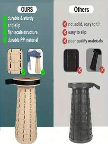 1pc Ultra Comfortable Portable Folding Stool PU Cushion - 12 Levels Height Adjustable, 500lbs Load Capacity, Great For Camping, Fishing, Expo, Hiking And Barbecuing