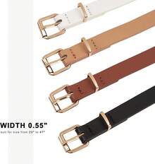 4 Pack Women Belts Jeans Dress Thin Waist Belt Ladies With Gold 0.55 Width, 2025 Style - E_黑色+米色+棕色+白色 - 查看 6