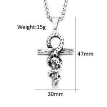 1 Stück Vintage Edelstahl Schlange umwickeltes Anch Kreuz Anhänger mit 60cm Kette, geeignet für den täglichen Gebrauch von Männern und Frauen