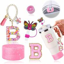 6PCS Cup Accessories Set For 30oz 40oz, Compatible With Stanley Cup Letter Charms For Handle Silicone Boot,Straw Cover Topper & Sticker (Letter S) - Letter B - View 1