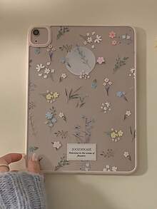 Flower 1pc 亚克力透明花卉印花保护套，简约法式浪漫优雅风格，适合女性，适合多种平板电脑型号，因实际收到的商品而异 - 無色 - 查看 5