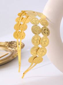 1 pieza Diadema lujosa de estilo árabe chapada en oro con diseño de moneda turca, para novia, fiesta de boda, regalo festivo