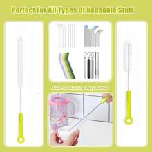 5 pièces Set de brosse de nettoyage de biberon bébé - Brosse à bouteille à long manche pour bouteilles à col étroit, en plastique durable, idéal pour la cuisine et l'extérieur, fournitures de nettoyage de cuisine essentielles