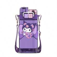 MINISO Sanrio Kuromi Sakura Punk Double Drink Cup 520mL/17.59oz, Stereo PVC Cup Cover, Double Drink Mode, Safety Lock, Detachable Strap, Suitable for Travel Carrying and Daily Hydration (1 PC) - 紫色 - 查看 6