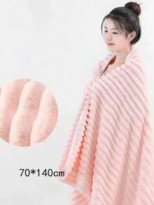 1 件纯色珊瑚绒加厚浴巾，大号浴袍，柔软吸水不掉毛，男女通用家居浴袍 - 彩色 - 查看 4