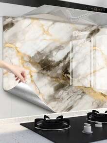 1 Roll Self-Adhesive Waterproof Bathroom Wall Stickers - Marble Texture Peel & Stick Removable Decals For Shower, Toilet, Sink - Easy To Clean & Washable Bathroom Decor, Bathroom Accessories