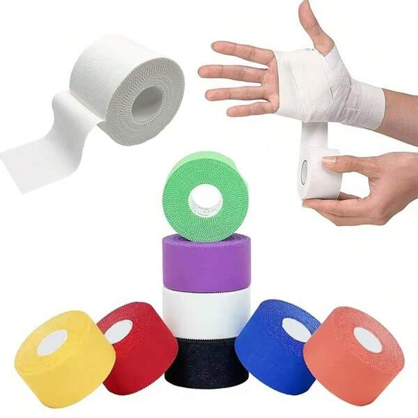 1 rotolo 3,8*914cm Nastro bianco e colorato con bordo facile da strappare, per protezione di polso e caviglia, fissaggio muscolare