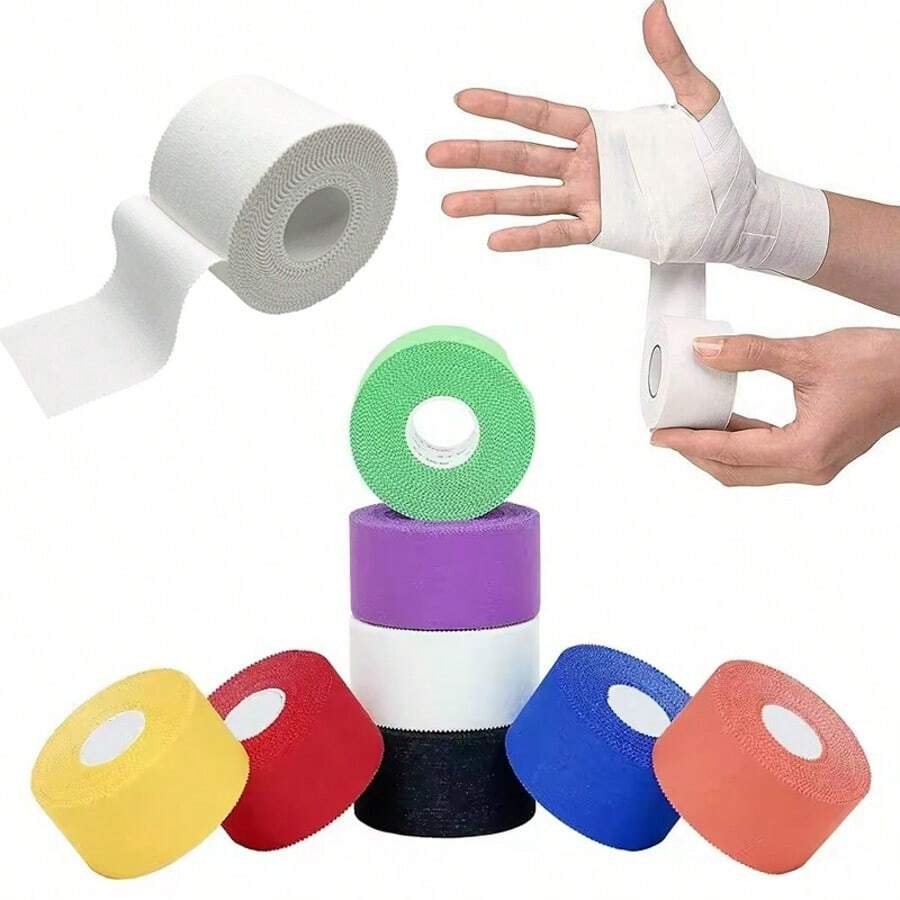 1 rotolo 3,8*914cm Nastro bianco e colorato con bordo facile da strappare, per protezione di polso e caviglia, fissaggio muscolare