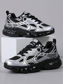 运动鞋男鞋时尚男士运动鞋系带鞋个性银色街头休闲鞋