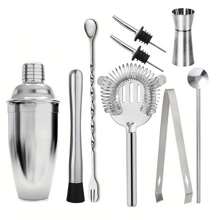 Set de 5/6/9 piezas de herramientas de bartender de acero inoxidable, que incluye coctelera de 550ML/750ML, vaso mezclador, medidor, pisador, set de bar para bartender, fiestas, herramientas de bar