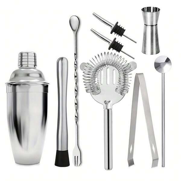 5/6/9 Stücke Barkeeper-Set aus Edelstahl, 550ML/750ML Cocktail-Shaker, Mischbecher, Jigger, Stampfer, Barset für Barkeeper, Partys, Barkeeper-Werkzeuge